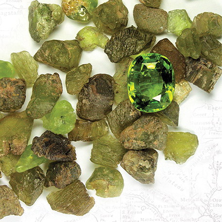 Raw peridot stones & crystall 