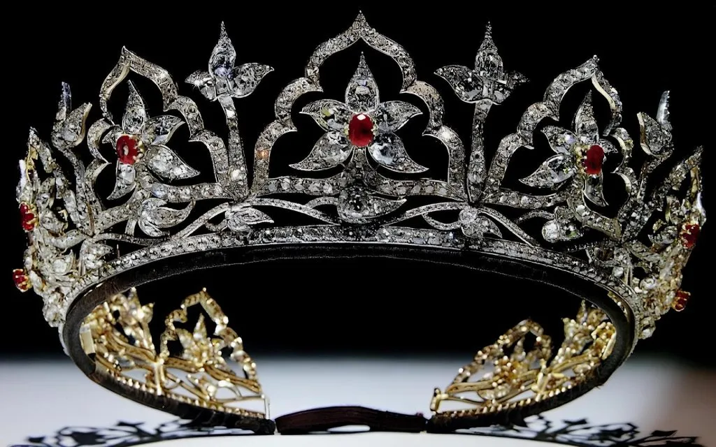 Восточная тиара была одним из личных любимых украшений королевы-матери, и лишь однажды его надела королева Елизавета II.